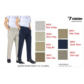 Quần Kaki Nam Vĩnh Tiến Dành Cho Trung Niên 100% Cotton- Mẫu 1 Ly