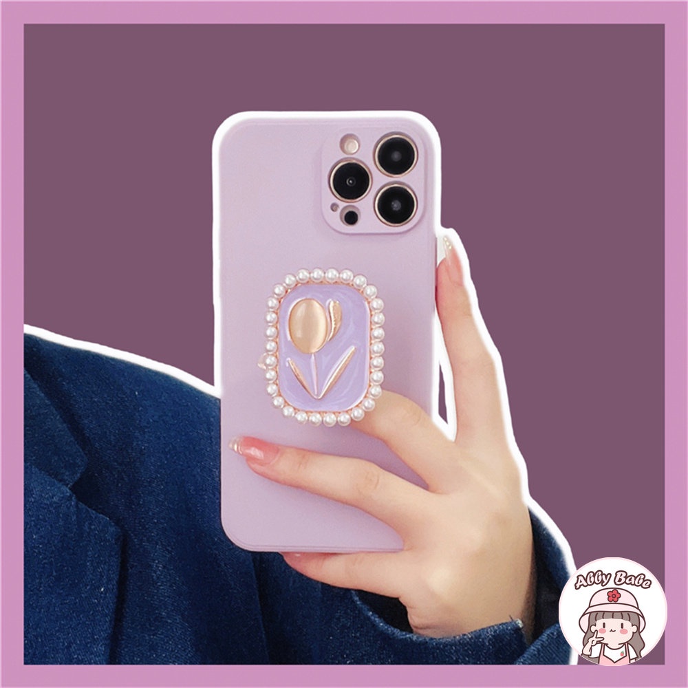 Ốp Điện Thoại TPU Mềm Chống Mồ Hôi Có Giá Đỡ Hình Hoa Tulip Cho IPhone 14 Pro Max 11 7Plus 13 12 11 Pro Max X XS