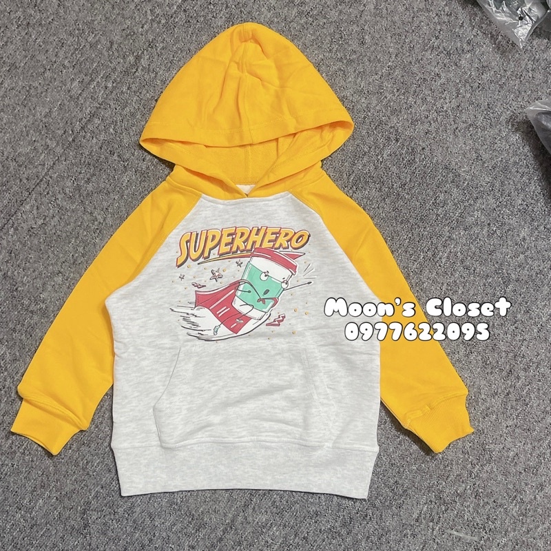 MDK- Áo hoodie nỉ xám vàng size 4/5y-10/11y