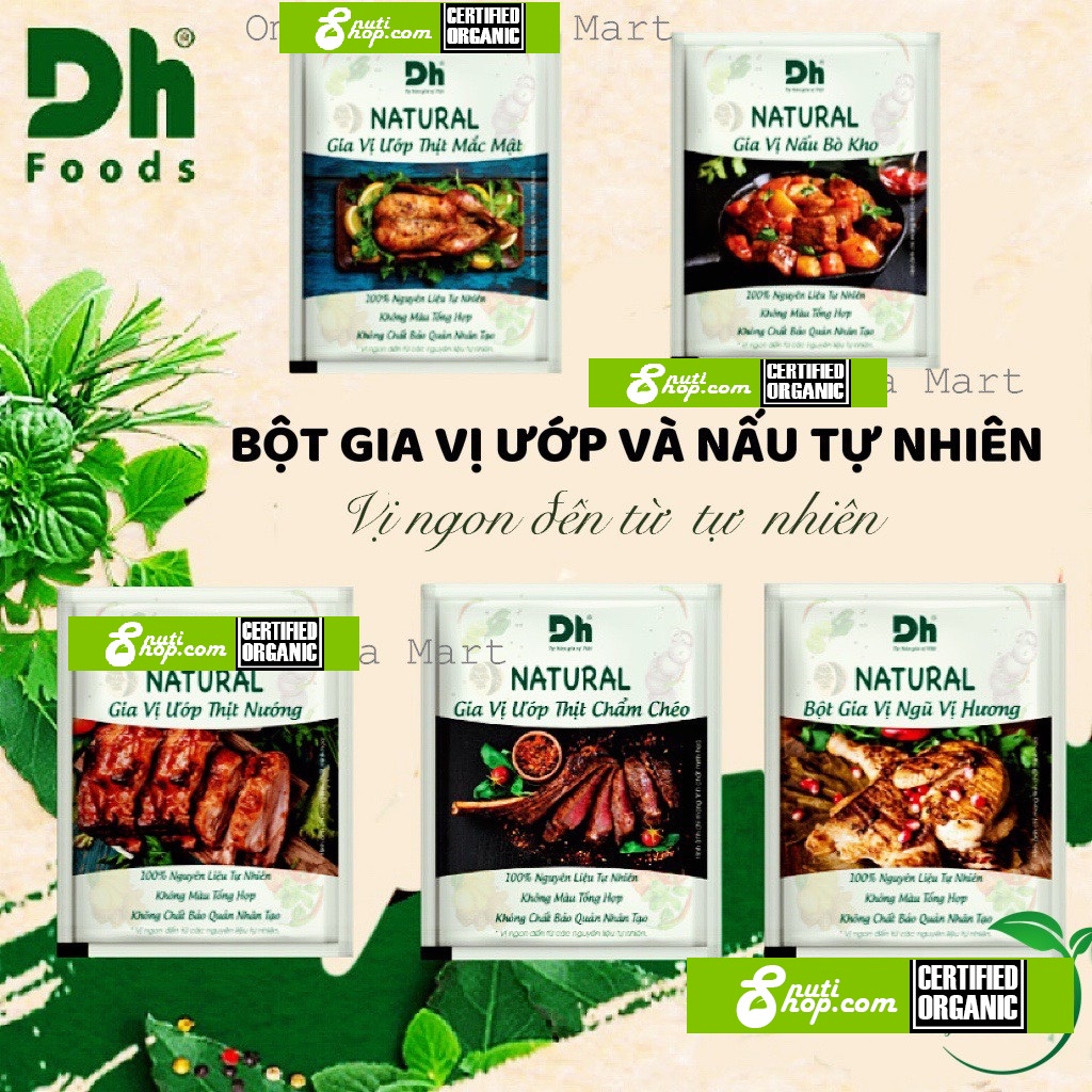 Gia vị ướp BBQ ngũ vị hương chẩm chéo mắc mật, nấu cà ri bò kho vị đậm đà thơm ngon Natural DH Foods gói 10gr