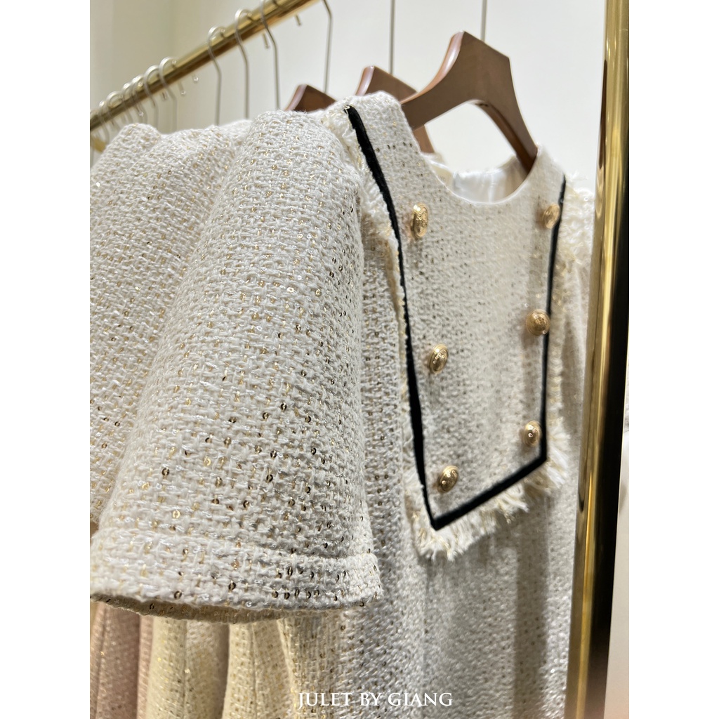 Váy trắng dạ mỏng 6 khuy- SIZE S/M/L- HÀNG CHÍNH HÃNG- JuletbyGiang