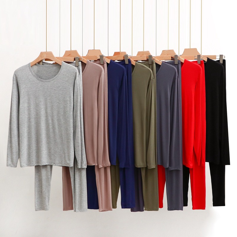 Bộ Đồ Ngủ Áo Thun cotton Tay Dài Cổ Tròn plus size + Quần Dài Dáng Rộng Thời Trang Mùa Hè Cho Nam