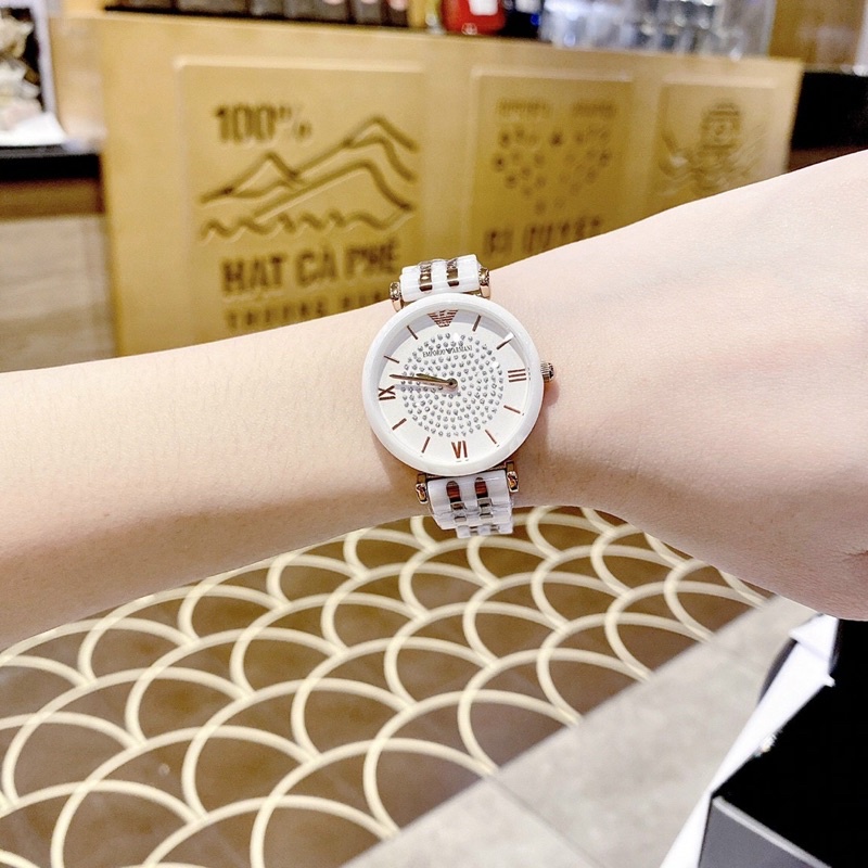 Đồng hồ đeo tay thời trang nữ cao cấp armani đá ceramic cực xịn