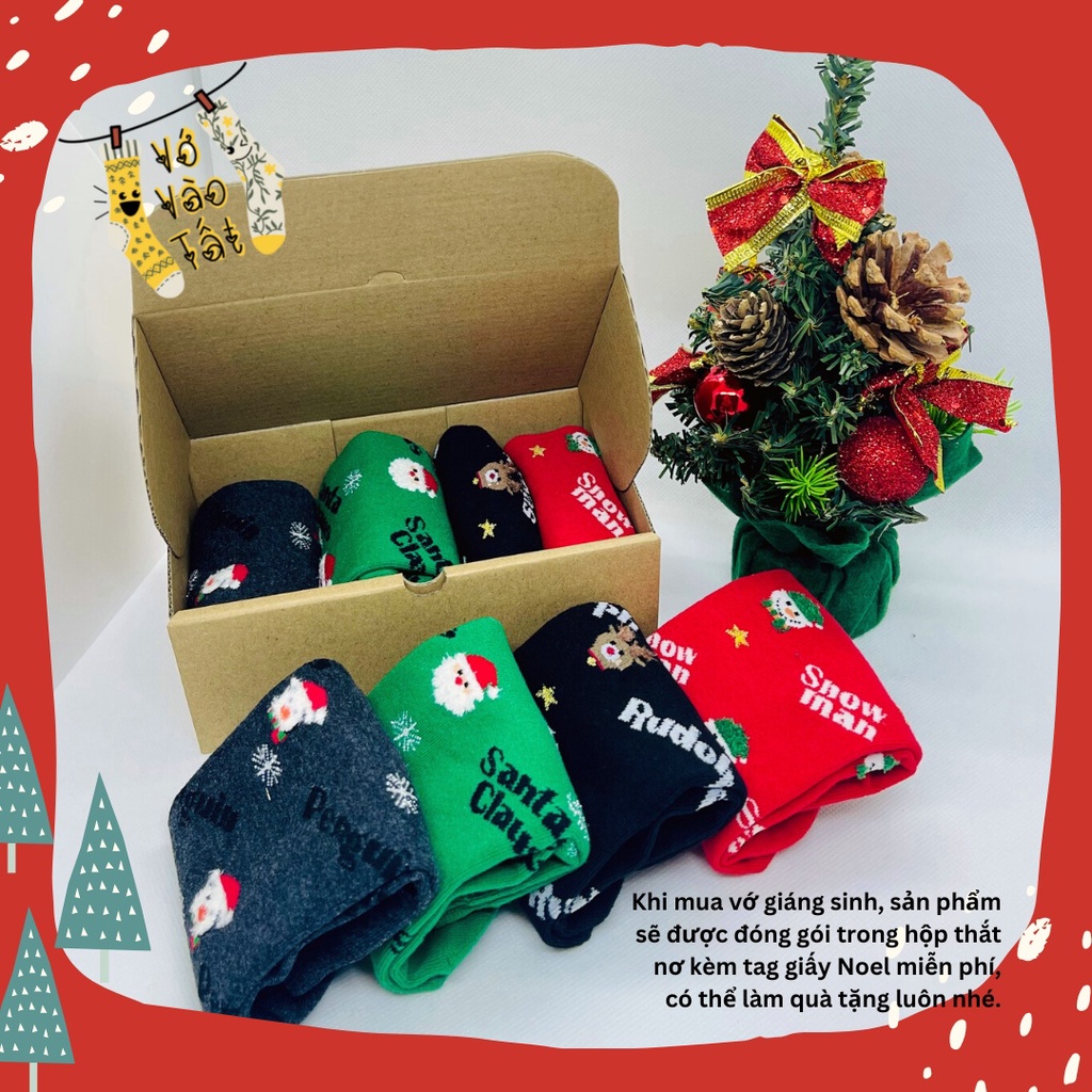 Tất vớ nữ cổ ngắn họa tiết giáng sinh nhỏ xinh