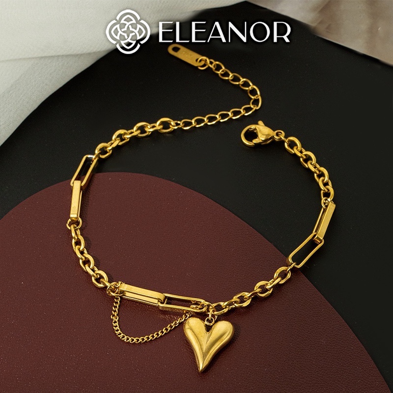 Lắc tay nữ Eleanor Accessories sợi mắt xích phối mặt hình trái tim phụ kiện trang sức cá tính độc lạ