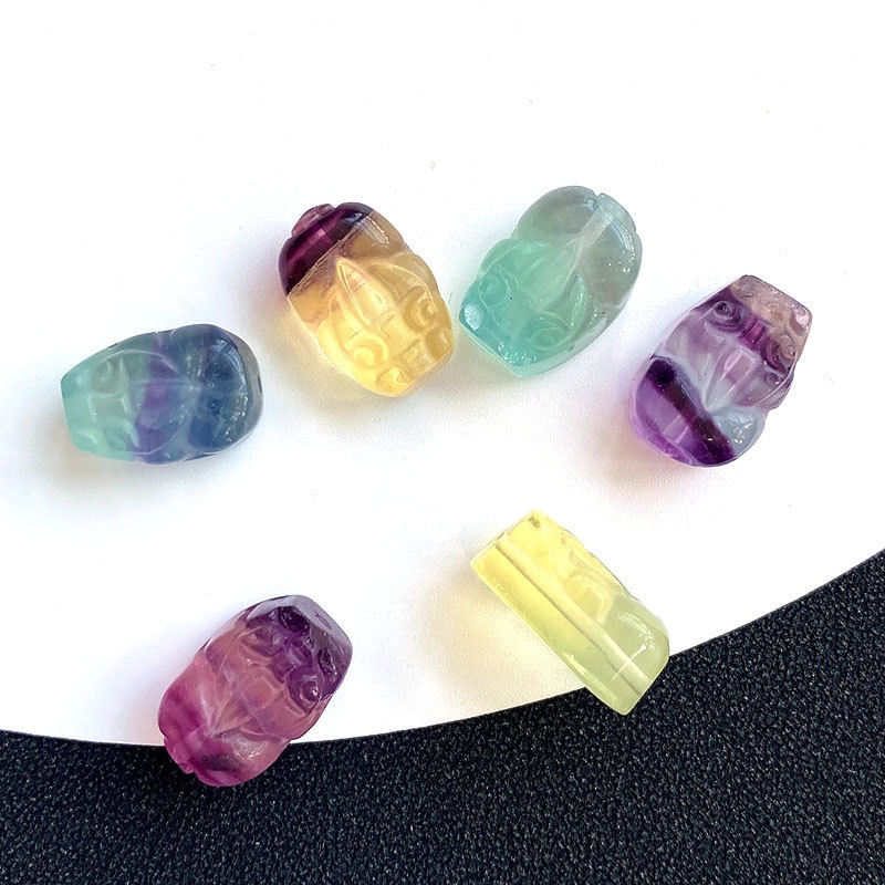 Hạt Đá Fluorite Pixiu Nhiều Màu Tự Nhiên Dùng Làm Trang Sức Thủ Công DIY