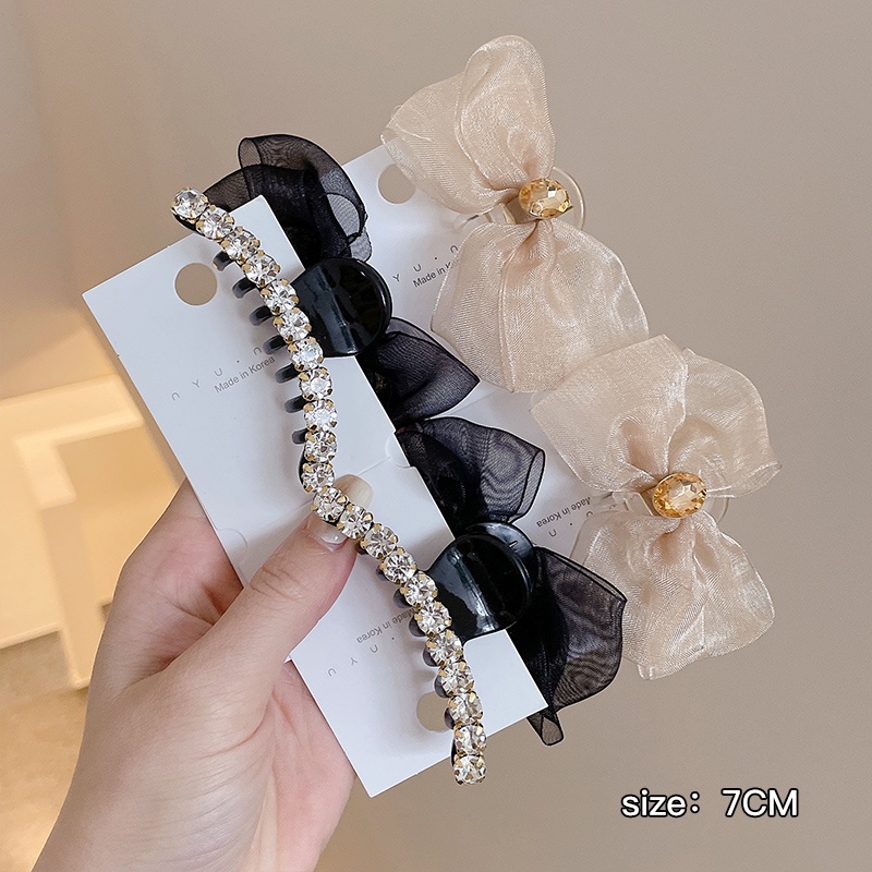 1 Cặp Kẹp Tóc Nơ Lưới Xinh Xắn Cho Bé Gái