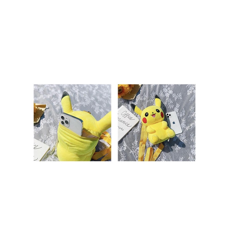 Ba Lô Gấu Bông Hình Pikachu - Túi Đeo Balo Gấu Xinh Xắn
