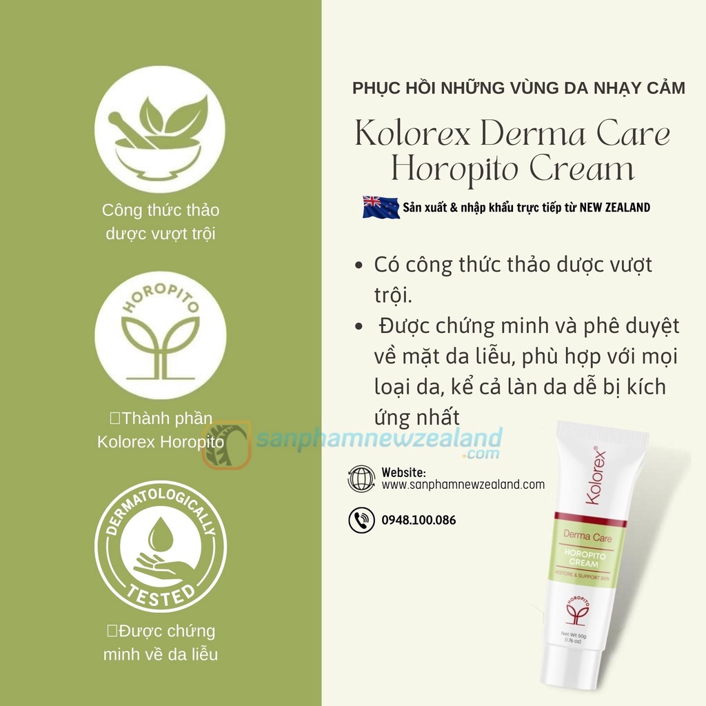 Kem Dưỡng Phục Hồi Những Vùng Da Nhạy Cảm Kolorex Derma Care Horopito Cream