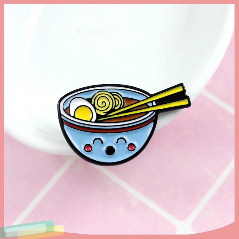 【LK】Cute Cartoon Noodles Bowl Enamel Brooch Pin Denim Backpack Badge Gift