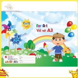 VỞ VẼ A3 DÁN GÁY 20 tờ, ĐỊNH LƯỢNG GIẤY 100 dày đẹp giao hình ngẫu nhiên