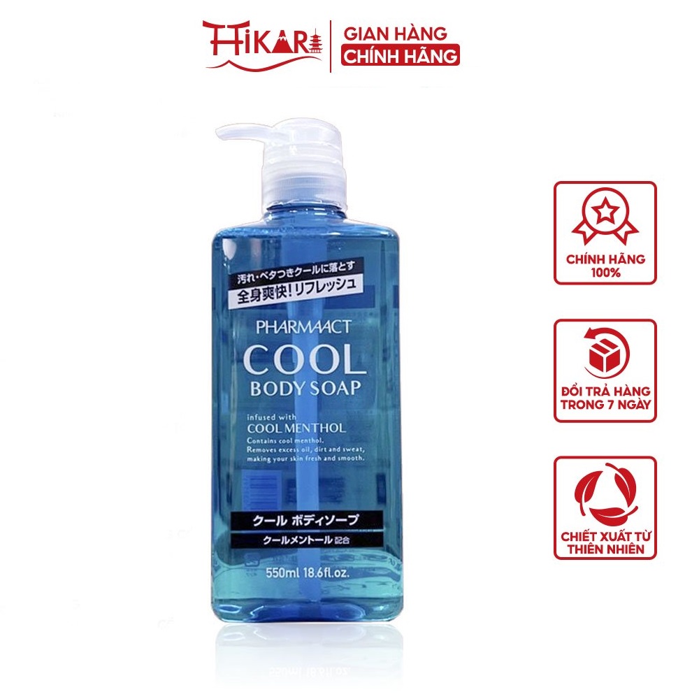 Sữa tắm Kumano Pharmaact Cool Body Soap mát lạnh dành cho nam giới 550ml