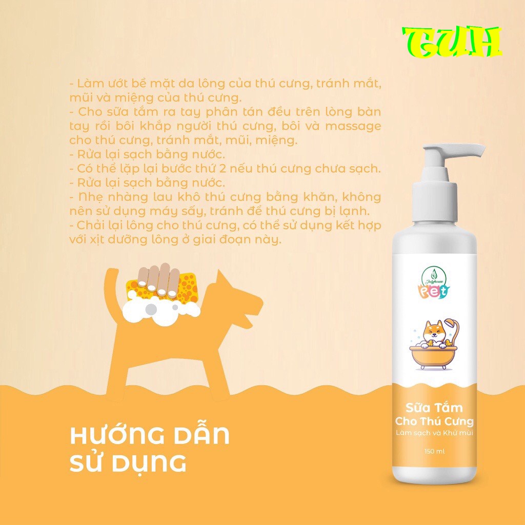 Sữa Tắm Cho Chó Mèo Thú Cưng JULYHOUSE 150ml/500ml Thơm Mát Khử Mùi Hôi TUH