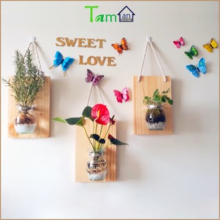 COMBO 3 khung gỗ treo tường (LOẠI 1) trồng cây thủy sinh trang trí hoa phủ PU chống thấm không cần khoan tường