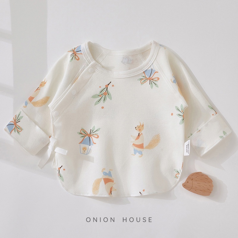 Áo sơ sinh họa tiết cotton tự nhiên bé trai bé gái - cáo