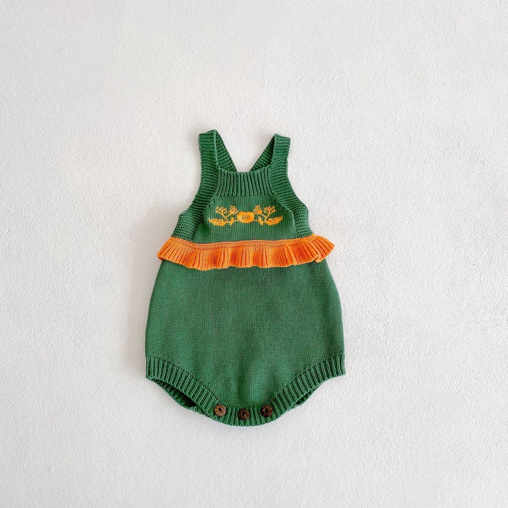 Bộ Áo Liền Quần Tay Phồng Thêu Họa Tiết Thời Trang Thu Đông 2023 Cho Bé Gái