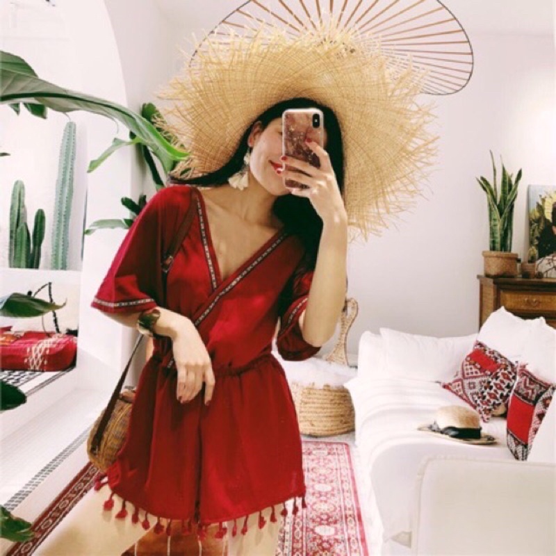 jump nữ phong cách boho tua rua