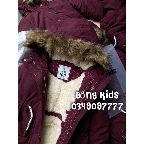 Áo Parka Bé Gái Kaki Lót Cừu Đỏ Đô Topolino