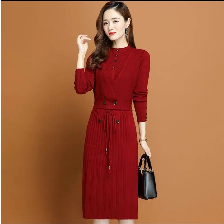 Váy len bầu mùa đông chất đẹp dày dặn freesize dưới 75kg