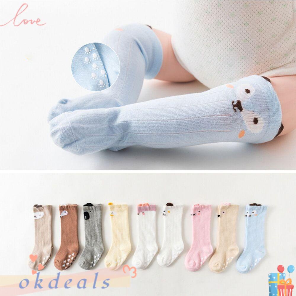 Vớ Ống Dài Phối Lưới Mỏng Thoáng Khí Giữ Ấm Chân Không Trơn Họa Tiết Hoạt Hình Dễ Thương Cho Bé Trai Và Bé Gái