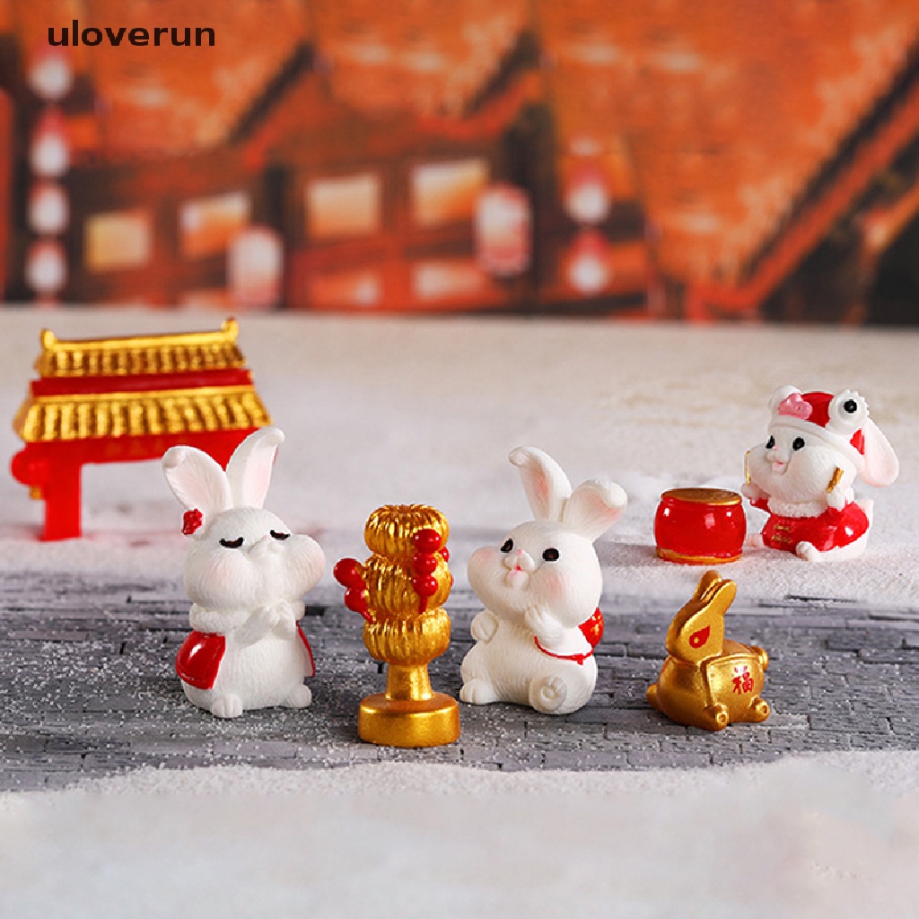 Búp Bê Hình Chú Thỏ / Cung Hoàng Đạo Mini Bằng Nhựa Resin Phong Cách Trung Hoa