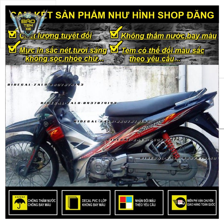 TEM RỜI SIRIUS R PHỐI ĐỎ ĐEN - TRUNG DECAL