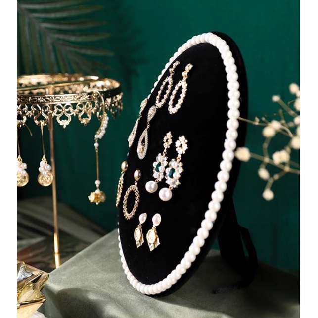 Giá treo hoa tai nhung sang chảnh hình bầu dục