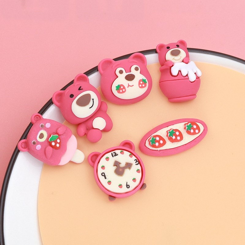 Slime / Charm trang trí gấu dâu Lotso hồng ngọt ngào