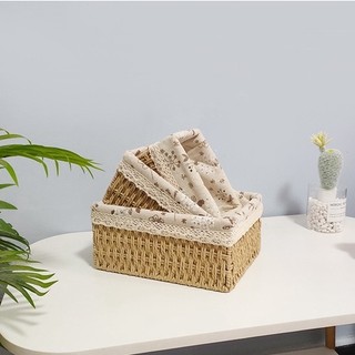 Giỏ đựng đồ decor mây che đan bộ 3 giỏ - GN63