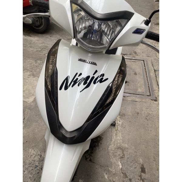 Bộ tem 3 chữ ninja tách nền dán xe trắng