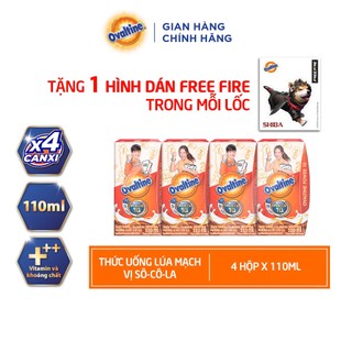 (TẶNG 1 HÌNH DÁN FREE FIRE) Thức uống lúa mạch hương vị sô-cô-la Ovaltine công thức mới (hộp giấy 110mlx4)