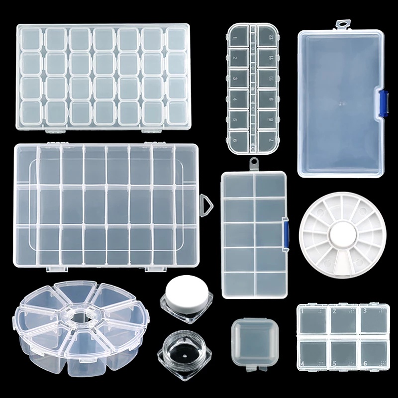 Hộp Đựng Trang Sức / Hạt Đá Mini Bằng Nhựa Nhiều Kích Thước Có Thể Điều Chỉnh Kèm Ngăn Đựng Có Nắp Đậy