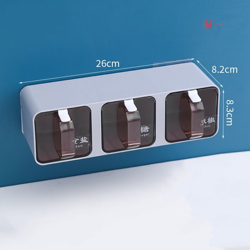 Set Hộp Nhựa Đựng Gia Vị MSG Dạng Ngăn Kéo Gắn Tường Phong Cách Mới Kèm Muỗng Cho Nhà Bếp