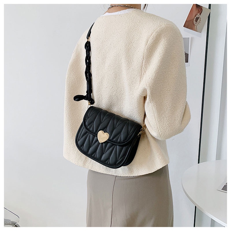 Mischa Túi Đeo Vai Hình Vuông Cỡ Nhỏ Bằng PU Màu Trơn Thêu Họa Tiết Hình Thoi Đơn Giản Thời Trang