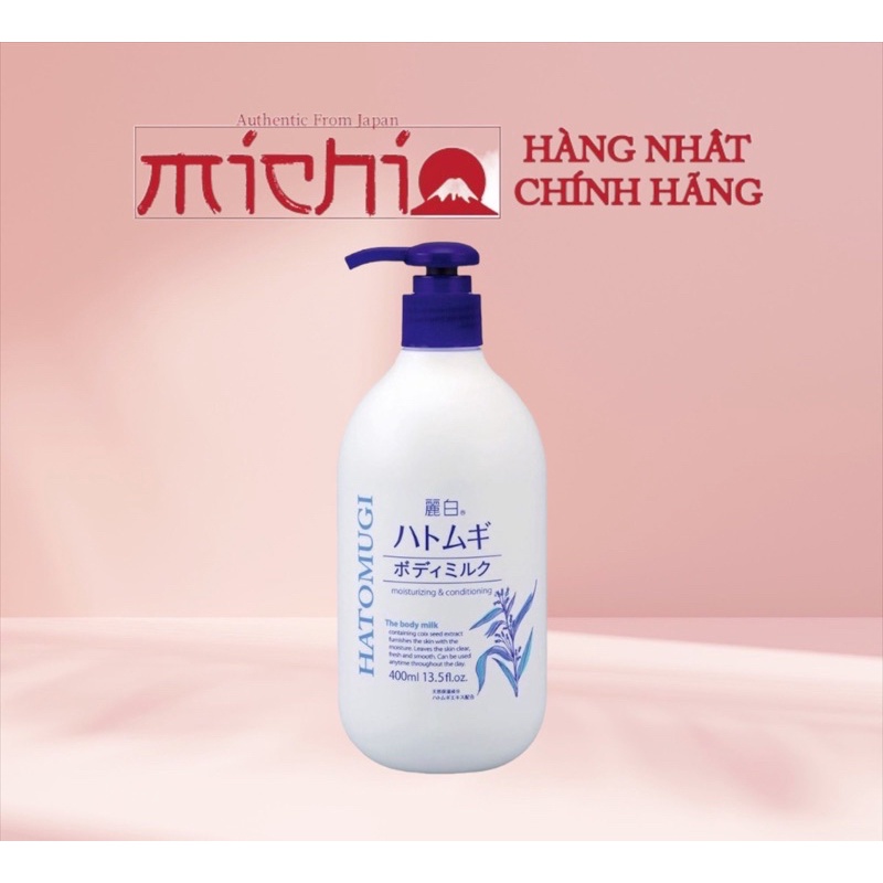 Sữa dưỡng thể trắng da ban đêm Hatomugi Body Milk 400ml Nhật Bản