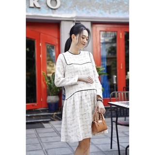 (Ảnh thật) Váy dạ tweed phối viền