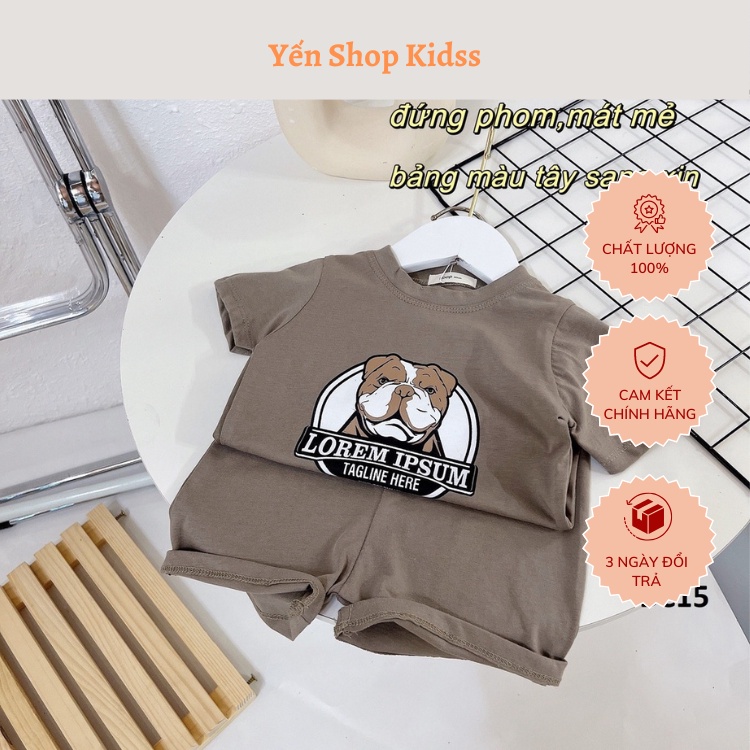 Bộ Quần Áo Trẻ Em Cộc Tay XOOP cho Bé( 7-17kg ), vải hãng in họa tiết khủng long,chó nâu trai BC15 Yến Shop Kidsss