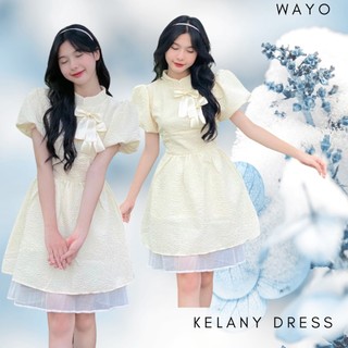 [Kelany Dress] Đầm WAYO gấm tay phồng phối nơ xinh xắn