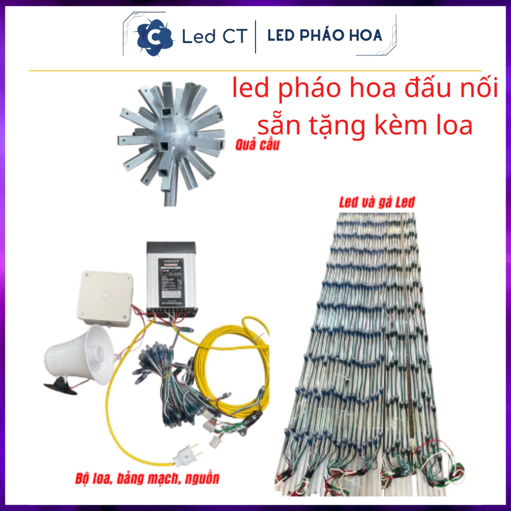 Đèn led pháo hoa đấu nối sẵn, led pháo hoa hoàn thiện đấu điện sẵn đường kính 3m2