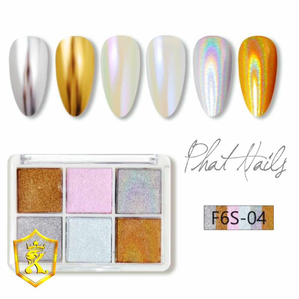 Hộp nhũ tráng gương nén 6 màu