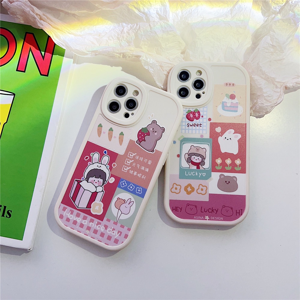 Ốp Điện Thoại Dẻo Màu Hồng Họa Tiết Cô Gái Dễ Thương Cho iPhone 14 Pro Max 14 Plus 13 Pro Max
