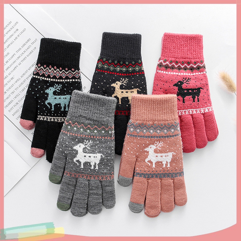 Đôi găng tay len họa tiết dễ thương ấm áp thời trang nữ