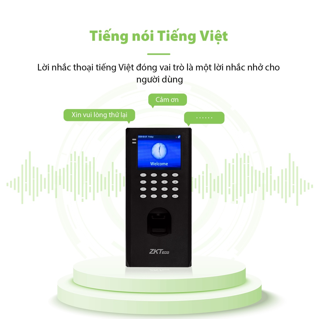 ZKTeco Máy Chấm Công Quét Vân Tay Chính Hãng LF20 Trình điều khiển dấu tay 2.4” Màn hình màu TFT