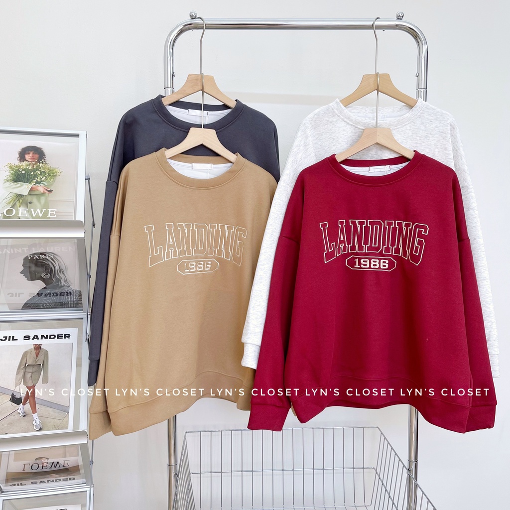 Áo sweater chữ LANDING 1986 freesize - Lyn's Closet