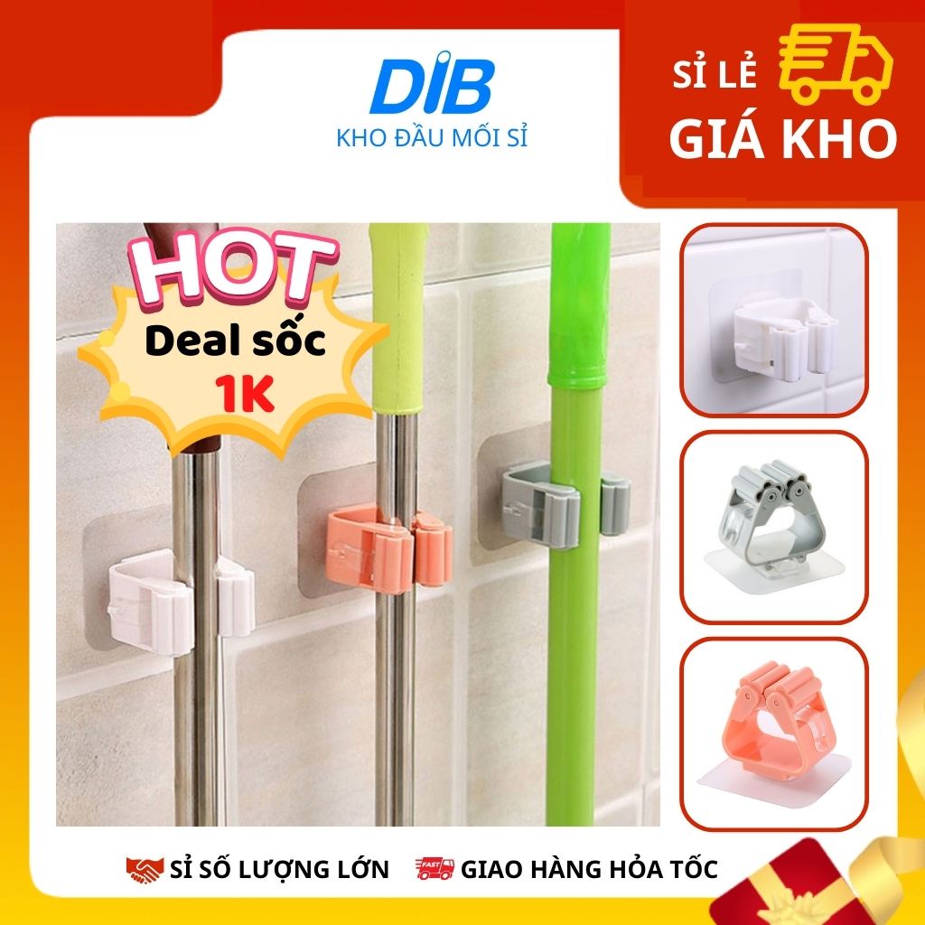 Móc dán tường kẹp giữ cây lau nhà móc treo chổi chịu lực cao từ DIB
