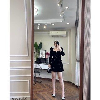 Đầm Bigsize, Đầm Nhung Cổ V Tay Dài 2 Màu, Thuynguyenbigsize chuyên size 50-90kg