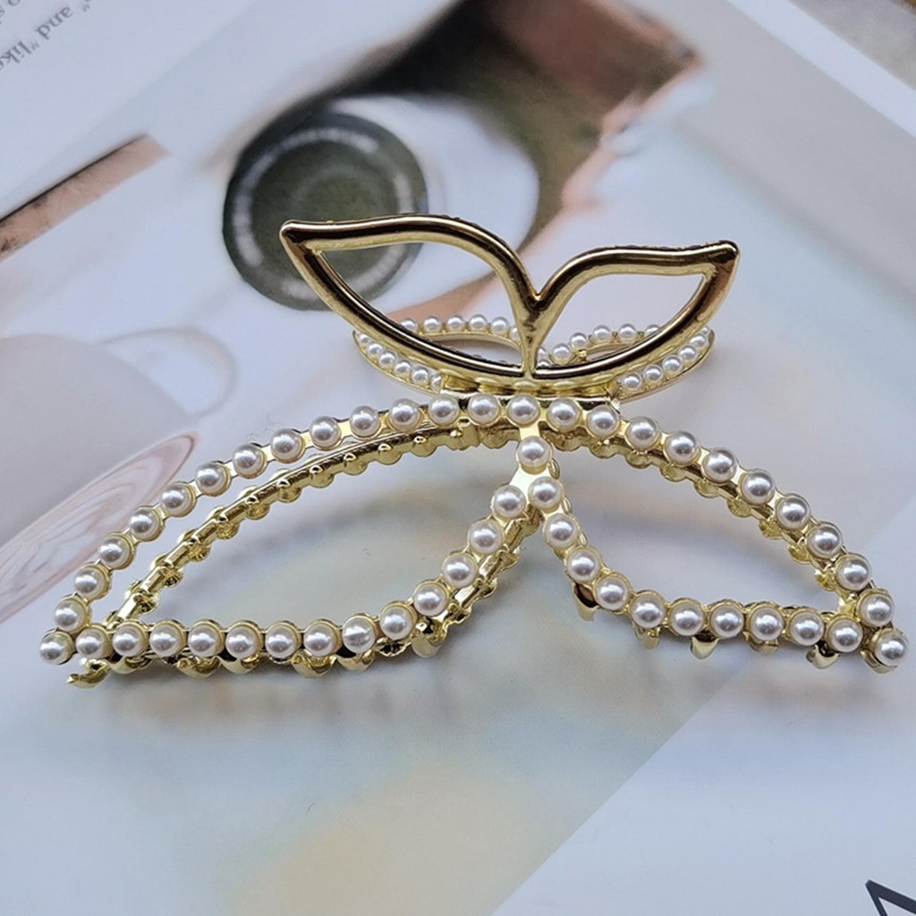 Kẹp Tóc Hình Bướm Bằng Kim Loại Đính Ngọc Trai Thời Trang Thanh Lịch Cho Nữ J5Z3