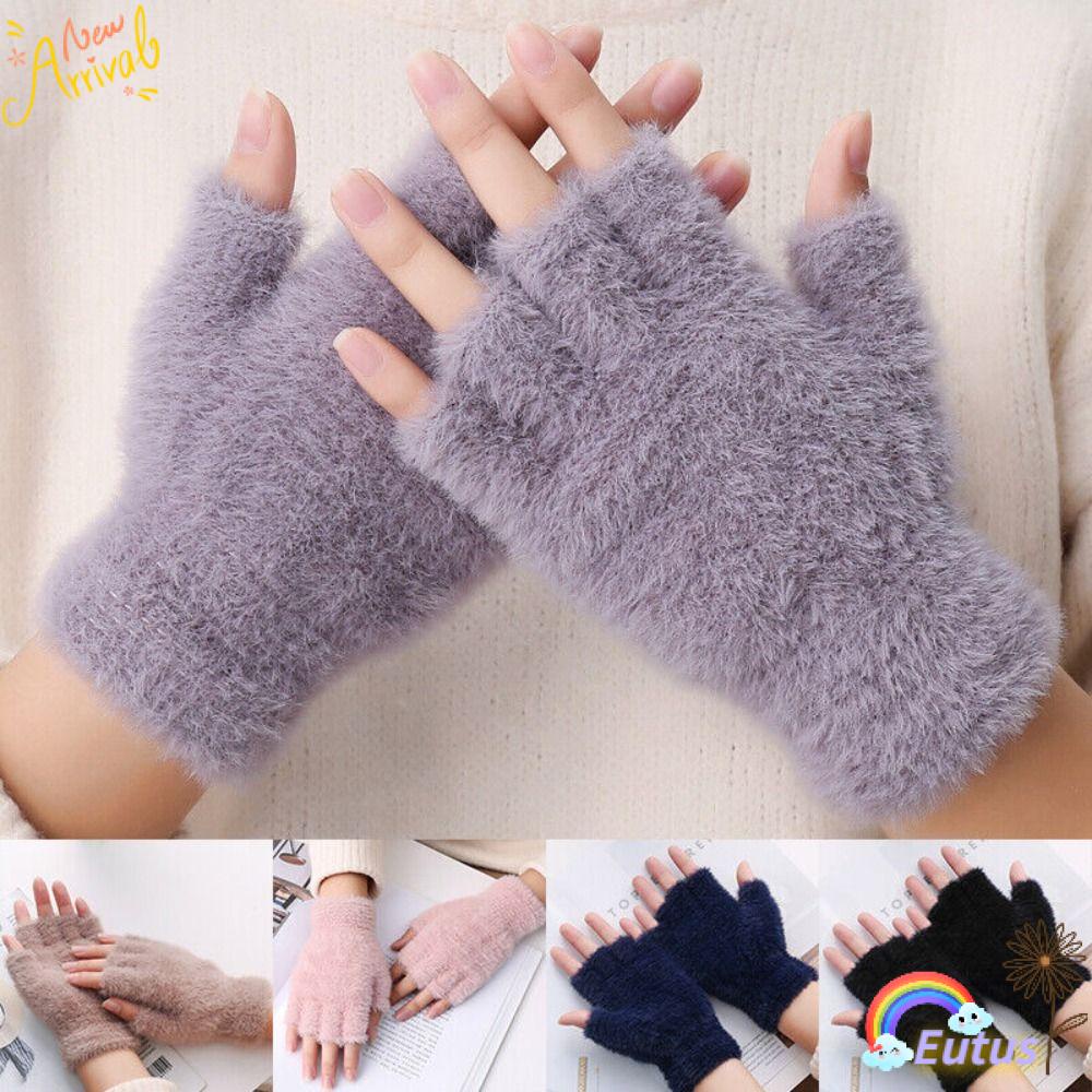 Găng Tay Hở Ngón Giữ Ấm Màu Sắc Đơn Giản
