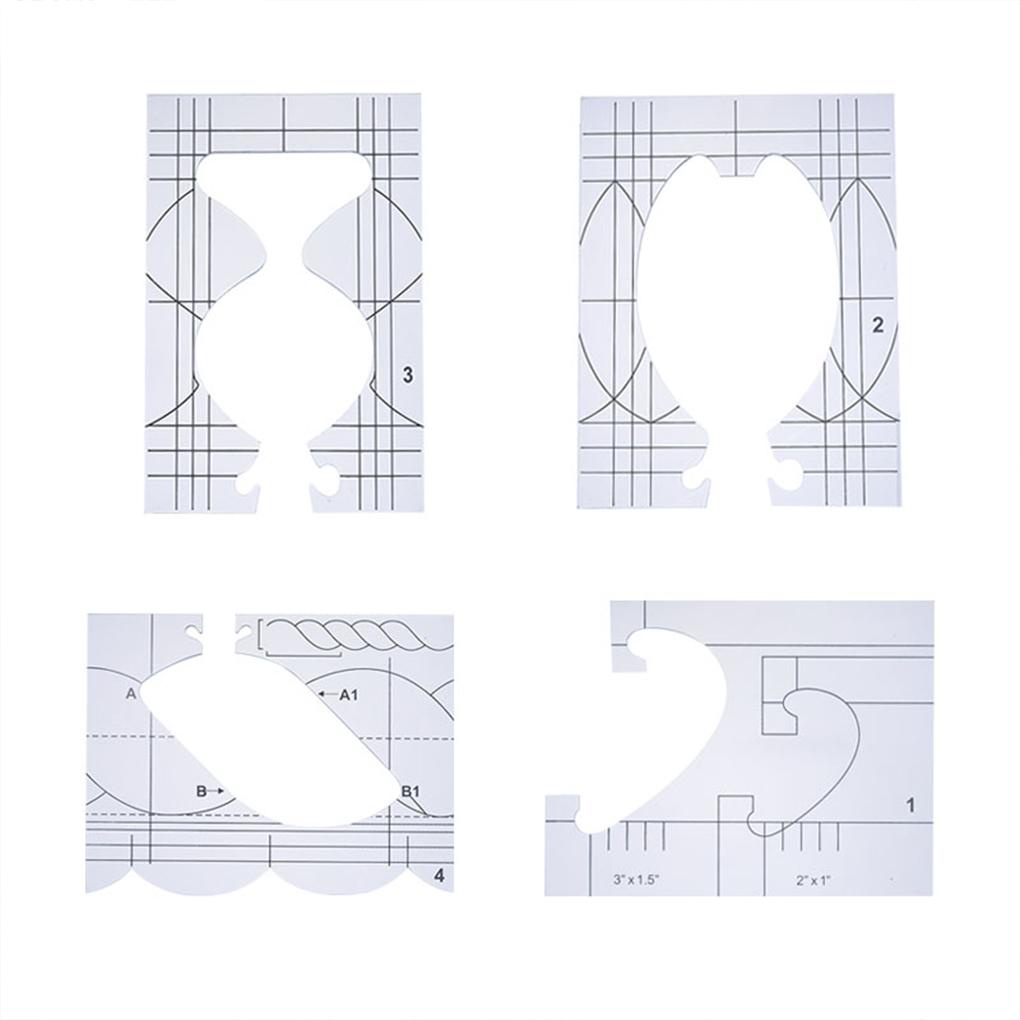 [spl] Bộ 4 Khuôn Rỗng Trong Suốt Chắc Chắn Dùng Để May Vá DIY