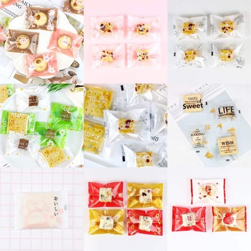 100 Túi đựng cookie bánh quy, kẹo 7x10cm (nhiều mẫu)